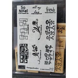Vintage Stampin Up 2004 Smorgasbord 9 Stamp Set in Plastic Case